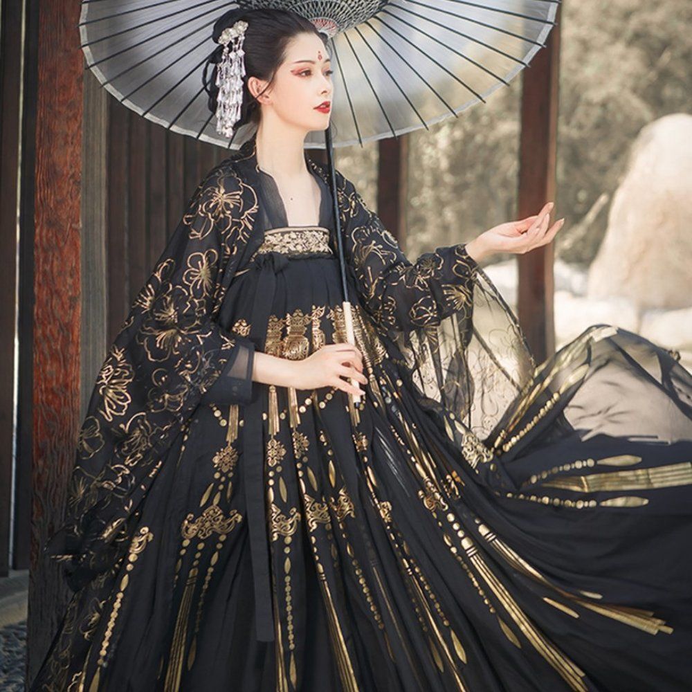Black and Gold Maxi Dress Top Coat Skirt | Women Office School Traditional Gown